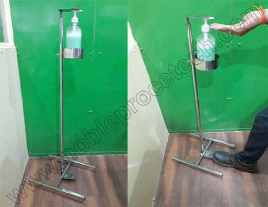 foot operated stainless steel sanitizer stand